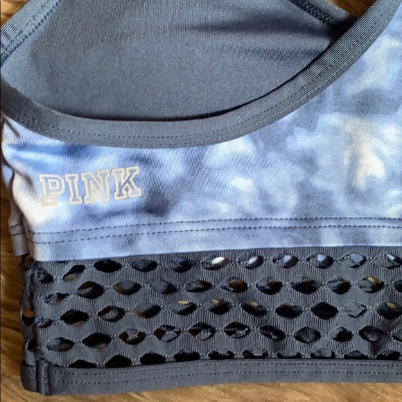 VS Pink Ultimate Blue/White Tie Dye Sports Bra - Picture 5 of 6